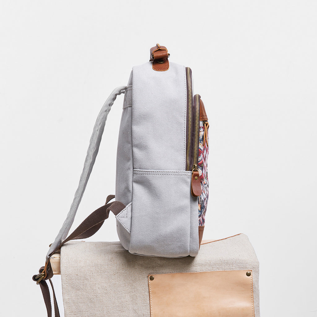 bohemian laptop backpack Boho Womens Canvas Leather Backpack Purse Embroidered Canvas Rucksack – igemstonejewelry