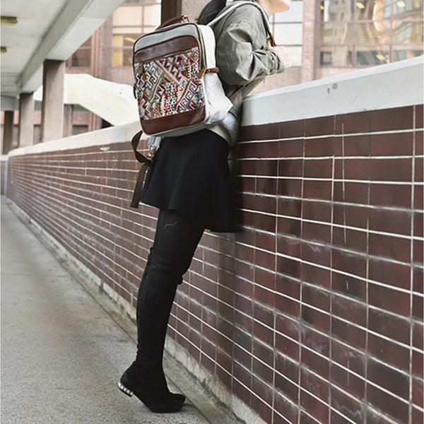 Medium Canvas Rucksack Trendy Zip Backpack Purse Laptop Backpacks for Women Chic