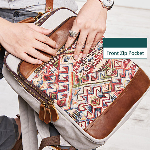 Medium Canvas Rucksack Trendy Zip Backpack Purse Laptop Backpacks for Women Durable