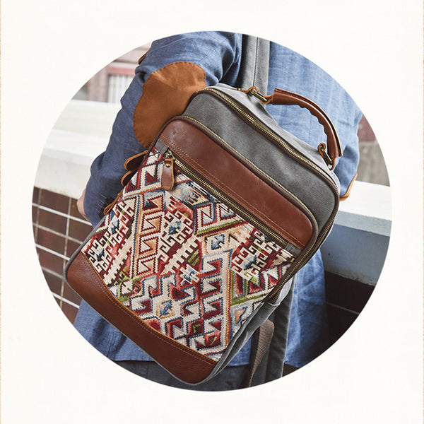 Medium Canvas Rucksack Trendy Zip Backpack Purse Laptop Backpacks for Women Funky