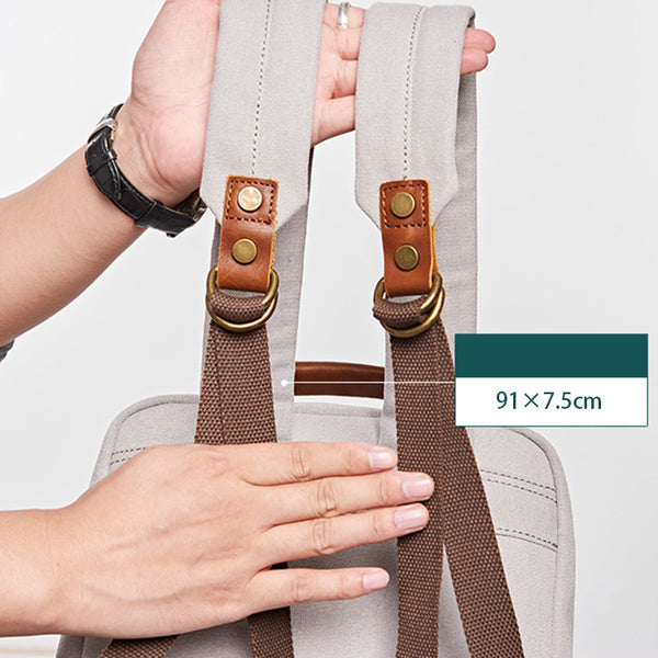 Medium Canvas Rucksack Trendy Zip Backpack Purse Laptop Backpacks for Women Handmade