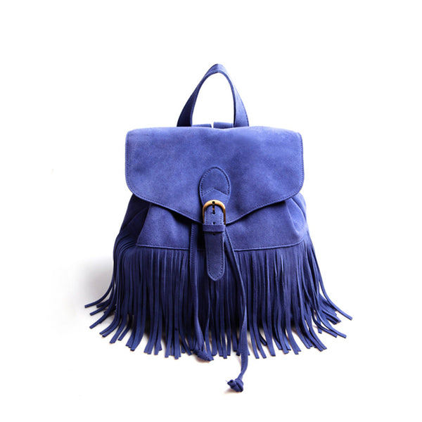 Boho Womens Leather Fringe Backpack Purse Hippie Backpack Bags for Women Beautiful