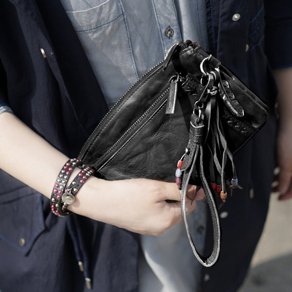 Boho Womens Leather Wallet That Holds Phone Leather Wallets With Tassels For Women Beautiful