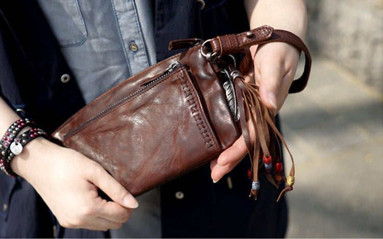 Leather Bags | Handbag for Wife | Leather Bag | Blue Leather Wristlet Bag | Leather Purse | Handbag for Mom | Boho Bag | Gift for Women
