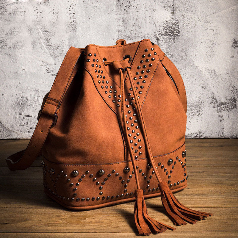 Boho Womens Fringe PU Leather Handbags Shoulder Purse for Women
