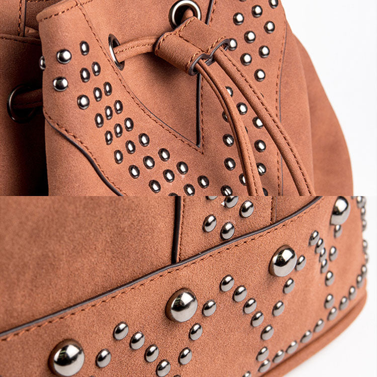 VOLGANIK ROCK Designer Vegan Leather Crossbody Handbag Chic Boho Hobo Purse  with 2 Guitar Straps Shoulder Bucket Bag