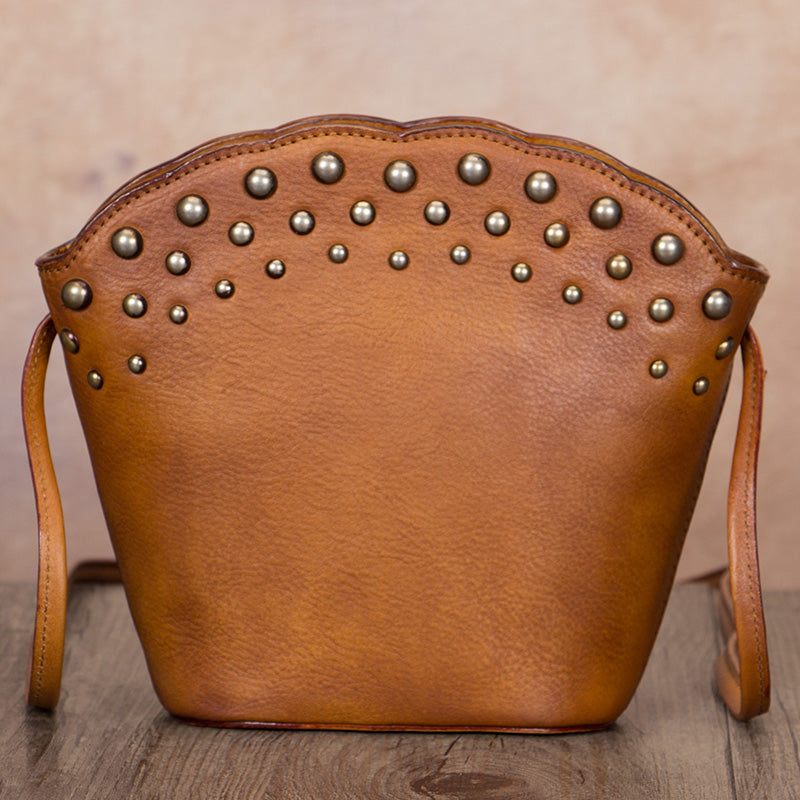 Boho Womens Rivets Genuine Leather Crossbody Bag Shoulder Purse For Women Accessories