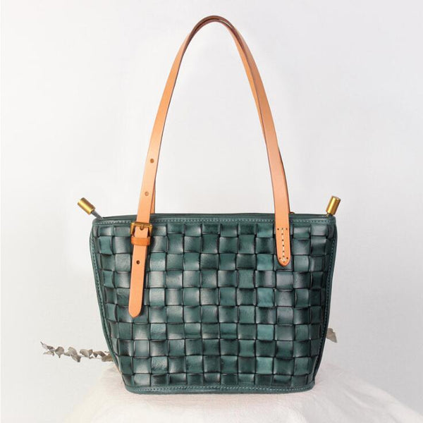 Small Womens Woven Leather Tote Bag Purse Shoulder Handbags For Women