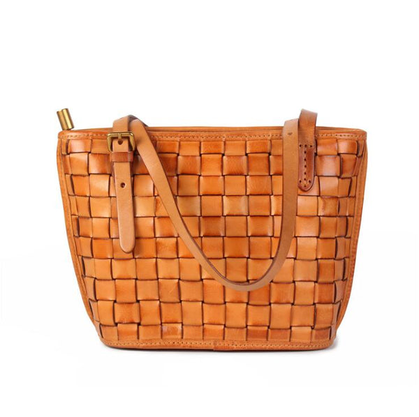Boho Womens Woven Leather Tote Bag Purse Shoulder Handbags For Women Boutique
