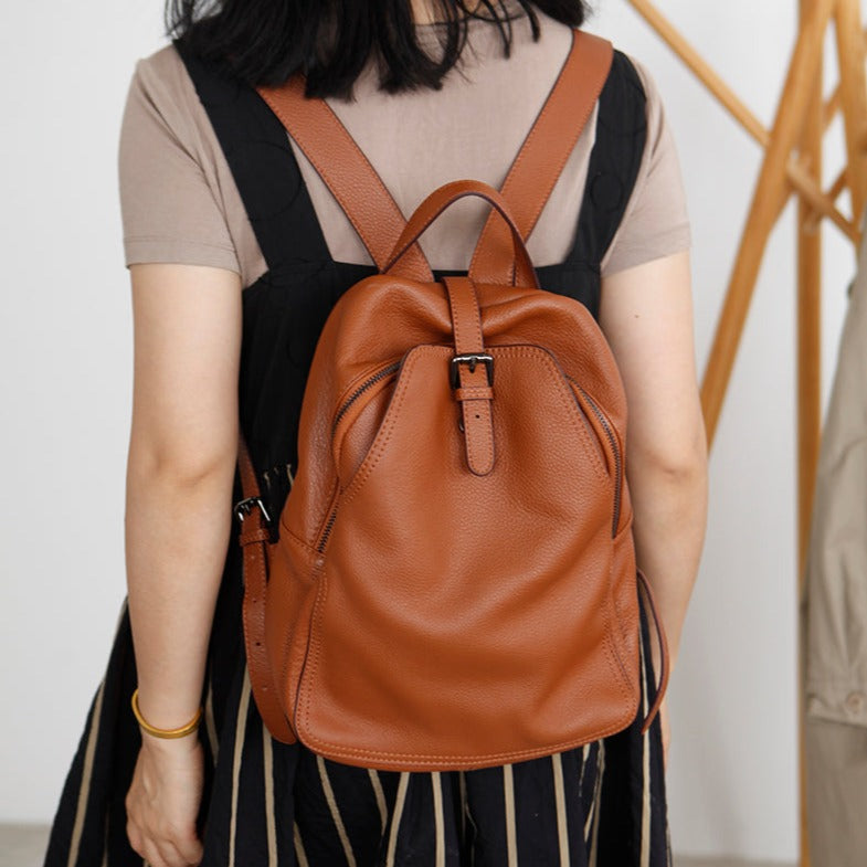 Brown Leather Womens Backpack Hiking Backpack For Women – igemstonejewelry
