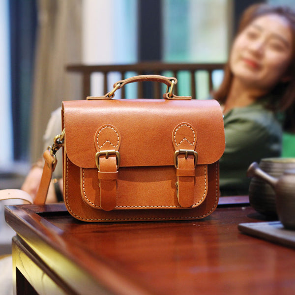 Brown Leather Womens Satchel Bag Handbags Crossbody Bags for Women Accessories