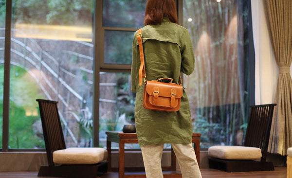 Brown Leather Womens Satchel Bag Handbags Crossbody Bags for Women Handmade