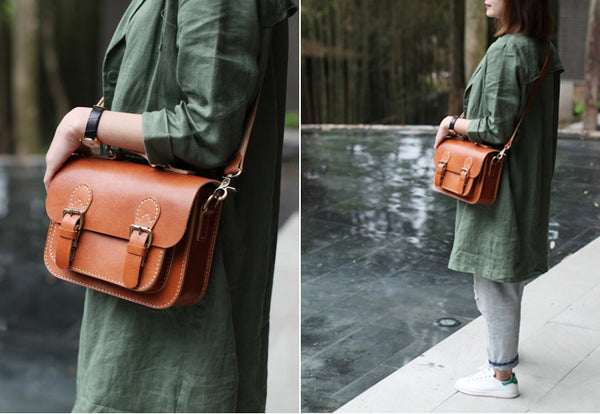 Brown Leather Womens Satchel Bag Handbags Crossbody Bags for Women gift
