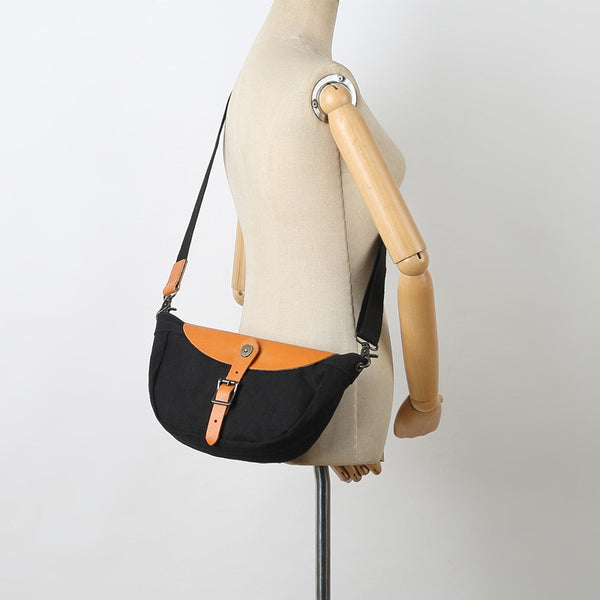 Canvas Crossbody Hobo Bags Canvas And Leather Shoulder Bag For Women