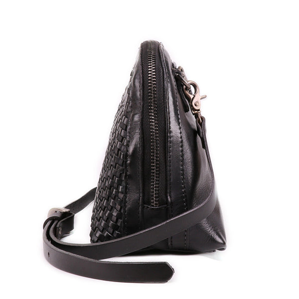 Boho Womens Woven Genuine Leather Satchel Handbag Side Bag Purse for Womens Designer
