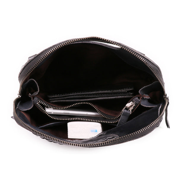 Boho Womens Woven Genuine Leather Satchel Handbag Side Bag Purse for Womens Latest