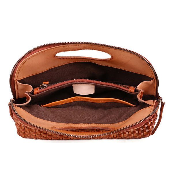 Boho Womens Woven Genuine Leather Satchel Handbag Side Bag Purse for Womens Online