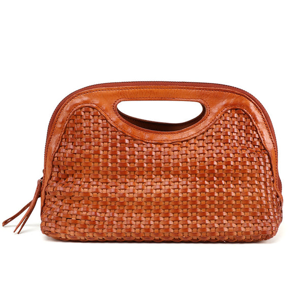Boho Womens Woven Genuine Leather Satchel Handbag Side Bag Purse for Womens Original