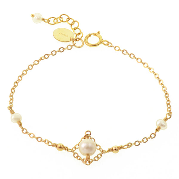 Charm 14K Gold Bracelet Pearl Beaded Bracelets for Women adorable
