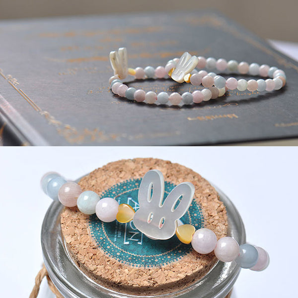 Charm Beaded Bracelets For Women Morganite Aquamarine Beads Bracelet fine