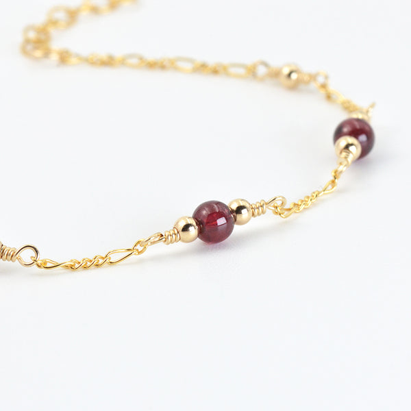 Charm Garnet Beaded Bracelets in 14K Gold Birthstone Jewelry for Women