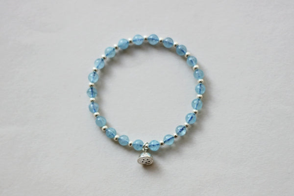 Charm Ladies 10mm Aquamarine Bead Bracelets Crystal Chakra Bracelet for Women Chic