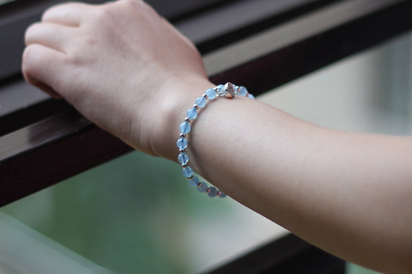 Charm Ladies 14mm Aquamarine Bead Bracelets Crystal Chakra Bracelet for Women Designer
