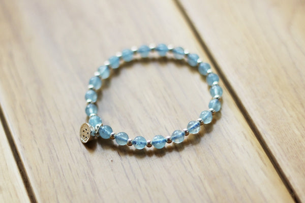 Charm Ladies 17mm Aquamarine Bead Bracelets Crystal Chakra Bracelet for Women Fashion