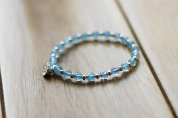 Charm Ladies 20mm Aquamarine Bead Bracelets Crystal Chakra Bracelet for Women Gift