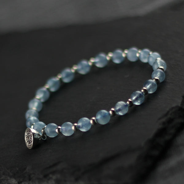 Charm Ladies 6mm Aquamarine Bead Bracelets Crystal Chakra Bracelet for Women