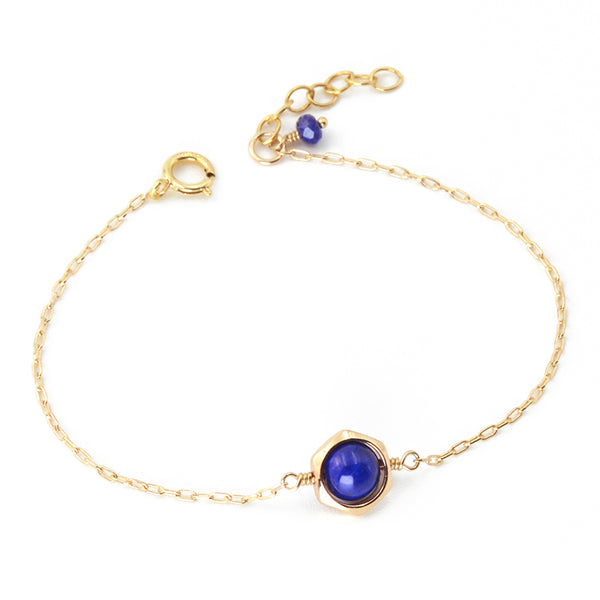 Charm Women's 14K Gold Bracelet Lapis Lazuli Beaded Bracelets for Women best