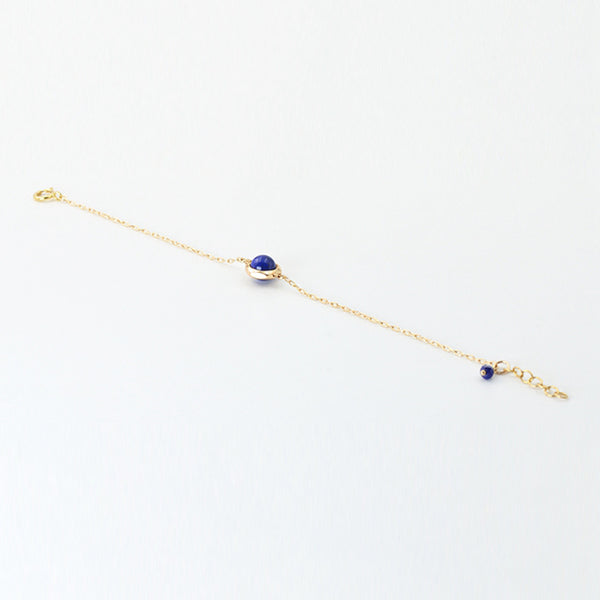 Charm Women's 14K Gold Bracelet Lapis Lazuli Beaded Bracelets for Women chic