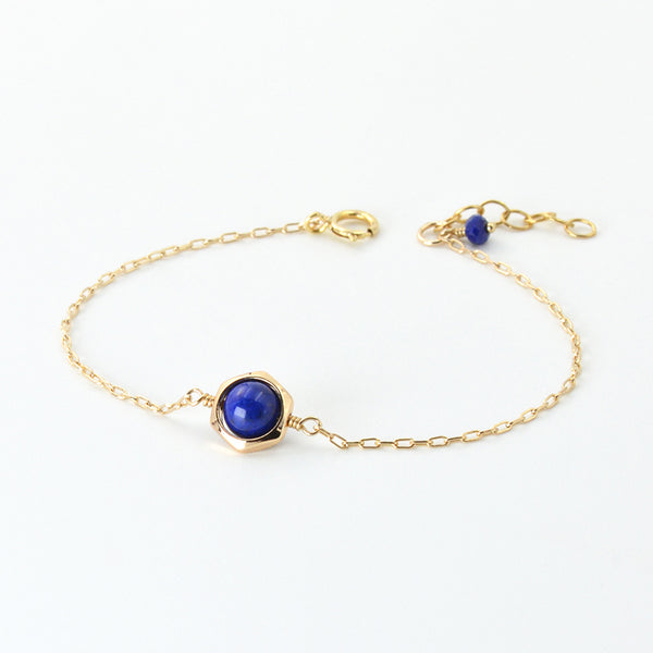 Charm Women 14K Gold Bracelet Lapis Lazuli Beaded Bracelets for Women