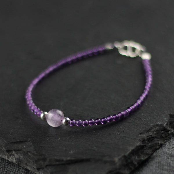 Charm Women's Amethyst Crystal Bead Bracelet Gemstone Bracelet February Birthstone Bracelet For Women Accessories
