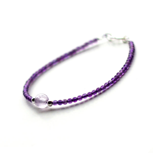 Charm Women's Amethyst Crystal Bead Bracelet Gemstone Bracelet February Birthstone Bracelet For Women