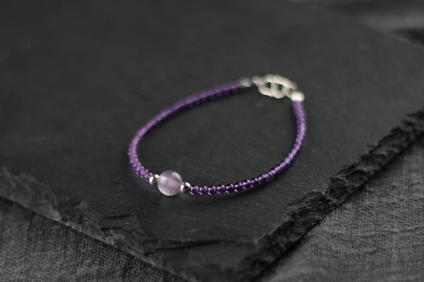 Charm Women's Amethyst Crystal Bead Bracelet Gemstone Bracelet February Birthstone Bracelet For Women Chic