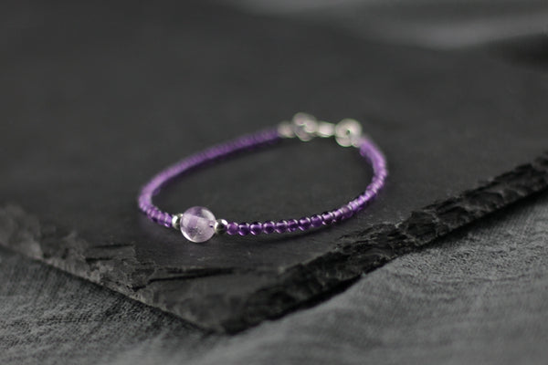 Charm Women's Amethyst Crystal Bead Bracelet Gemstone Bracelet February Birthstone Bracelet For Women Designer