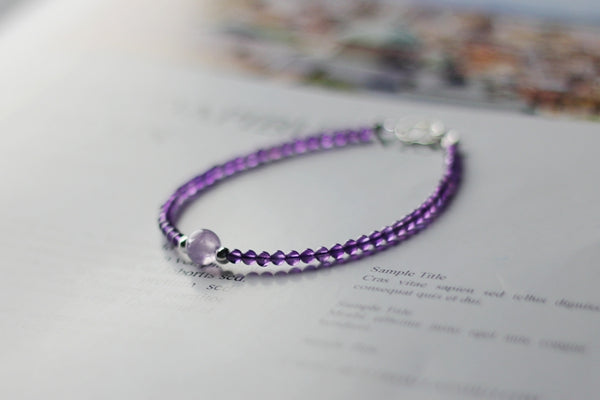 Charm Women's Amethyst Crystal Bead Bracelet Gemstone Bracelet February Birthstone Bracelet For Women Handmade