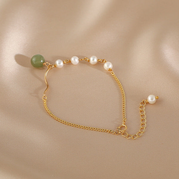Charm Womens Jade Pearl Bracelet Gold Plated Bracelets For Women Accessories