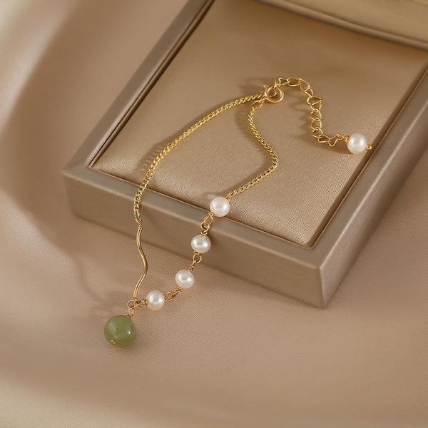 Charm Womens Jade Pearl Bracelet Gold Plated Bracelets For Women Aesthetic