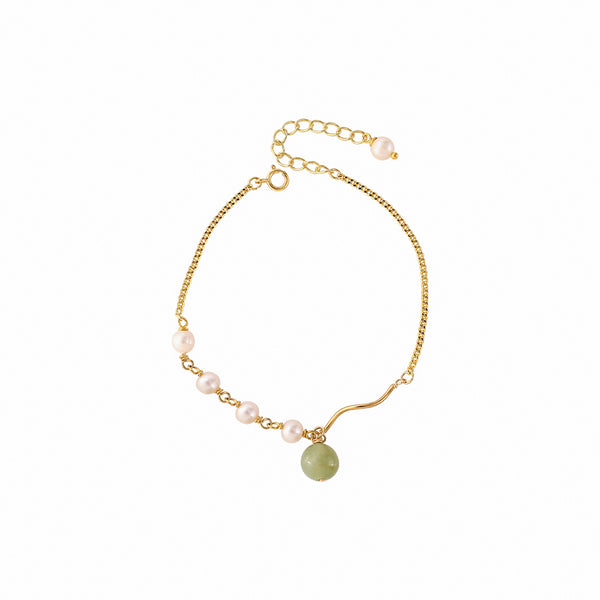 Charm Womens Jade Pearl Bracelet Gold Plated Bracelets For Women Beautiful