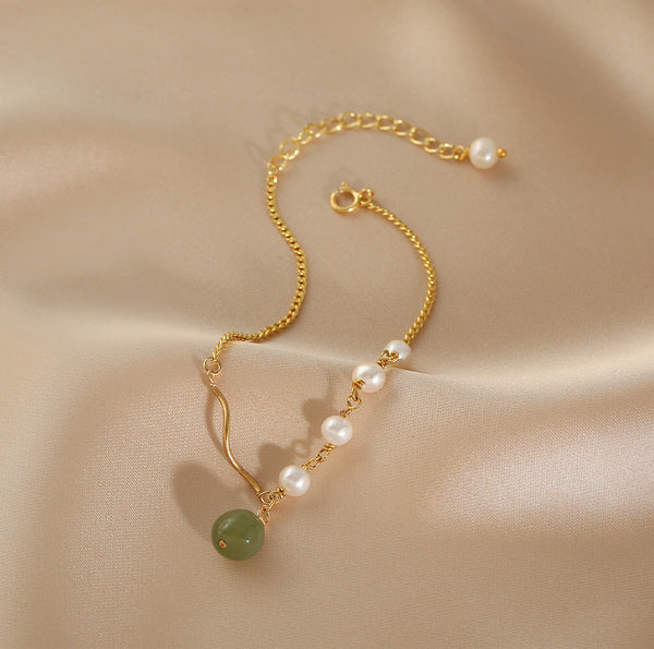 Charm Womens Jade Pearl Bracelet Gold Plated Bracelets For Women Gift-idea