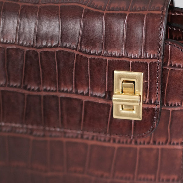 Chic Ladies Brown Leather Crossbody Purse Cross Shoulder Bag Details