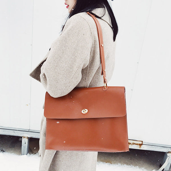 Women's Brown Leather Satchel Over the Shoulder Bag Handbags Purse for Women