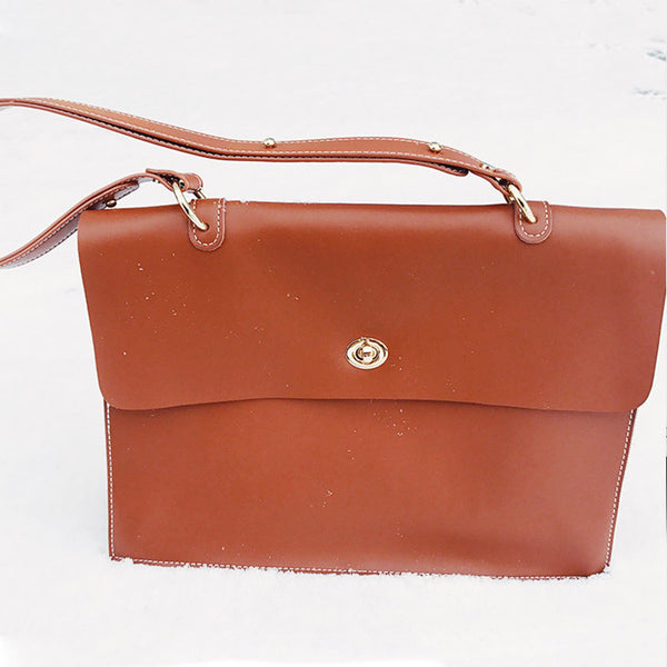 Chic Ladies Brown Leather Handbags Leather Shoulder Bag for Women cute