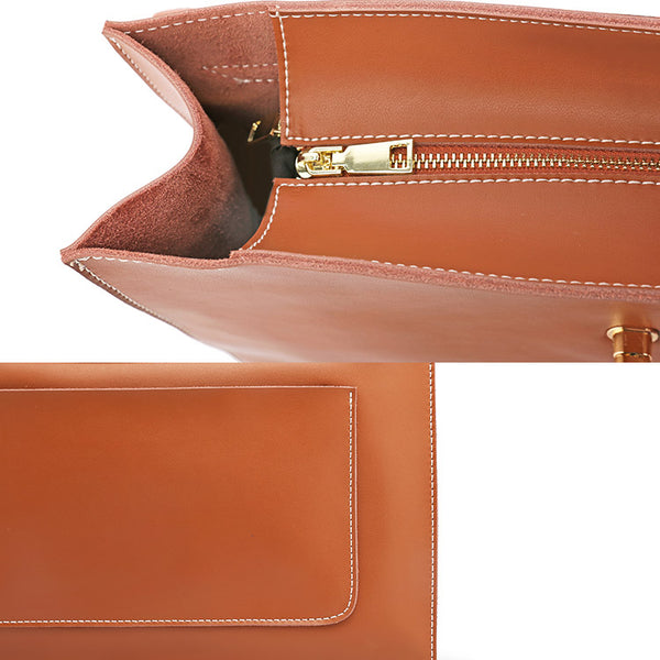 Chic Ladies Brown Leather Handbags Leather Shoulder Bag for Women work bag
