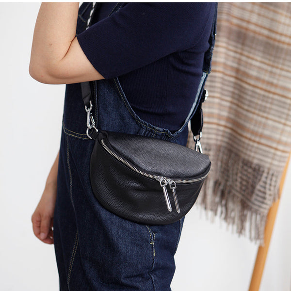 Chic Women's Crossbody Chest Bag Leather Sling Pack For Women Casual
