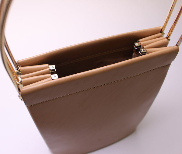 Chic Womens Beige Leather Tote Bag Leather Handbags for Women Minimalist