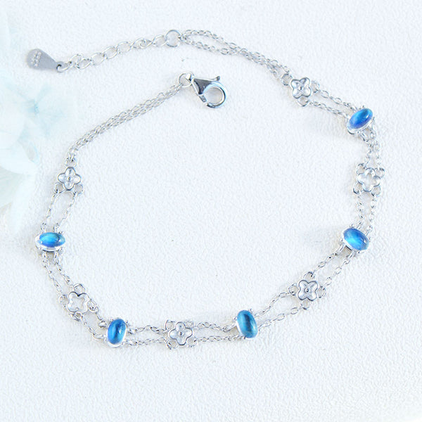 Chic Womens Blue Moonstone Bracelet June Birthstone Jewelry For Women Accessories