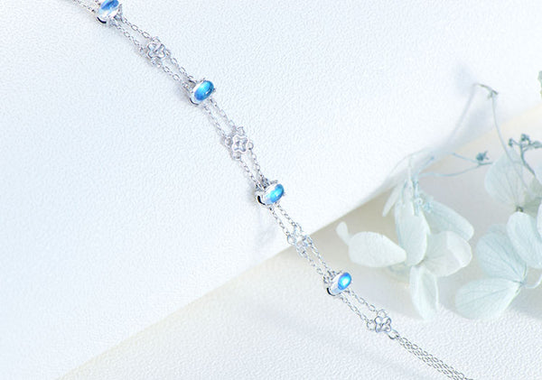 Chic Womens Blue Moonstone Bracelet June Birthstone Jewelry For Women Cute